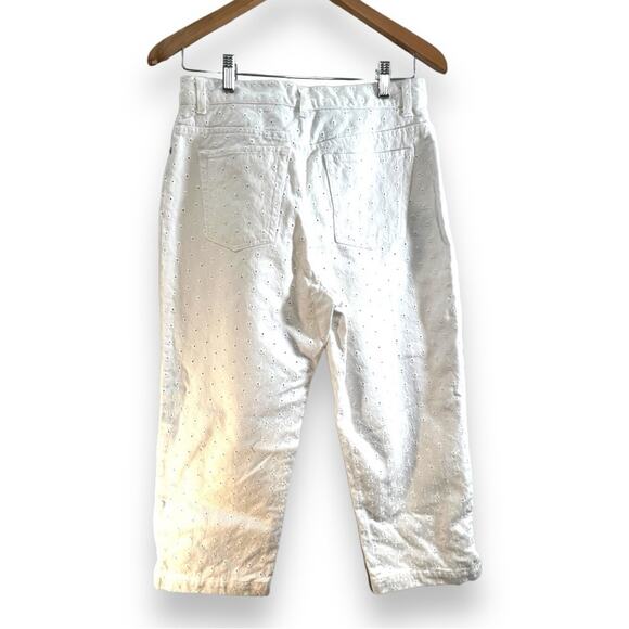 LAUREN JEANS CO. RALPH LAUREN white eyelot cotton crop jeans SZ 6 - Picture 12 of 15